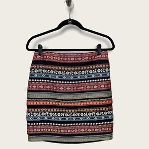 NICOLE MILLER Artelier Silk Beaded Boho Print Mini Skirt size 4